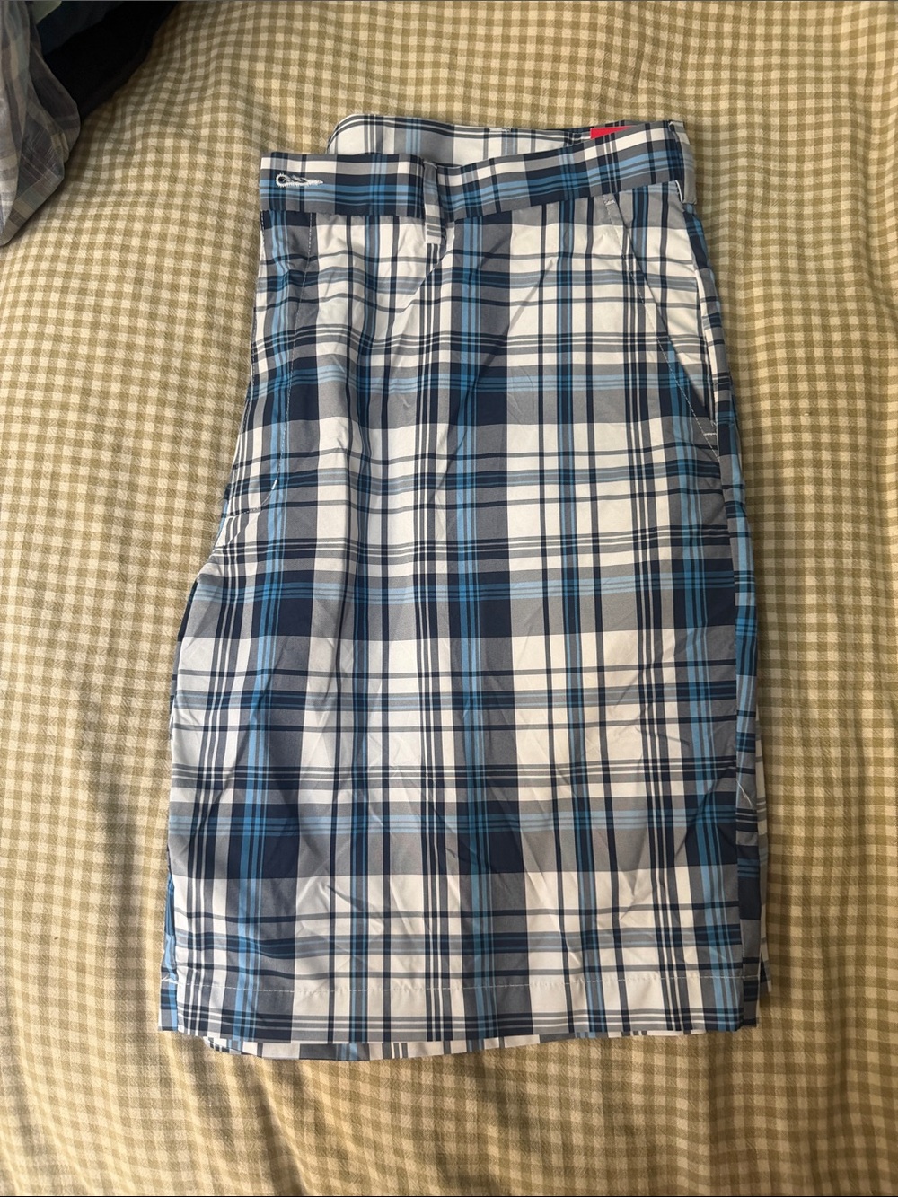 Grand Slam Men's Blue and White Plaid Hybrid Shorts